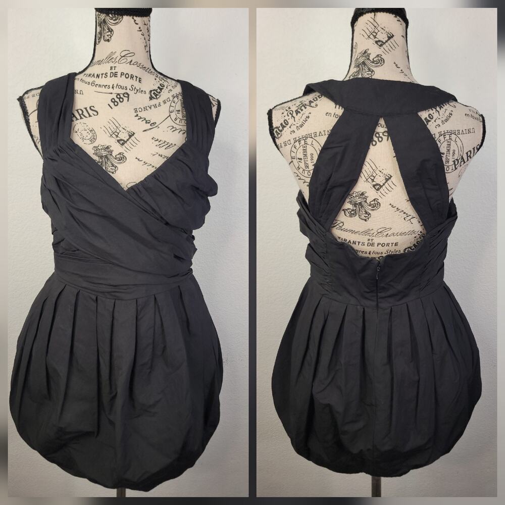 Allsaints Bubble Hem Mini Dress SZ 12 Black Witchy Whimsygoth Fairy Coquette